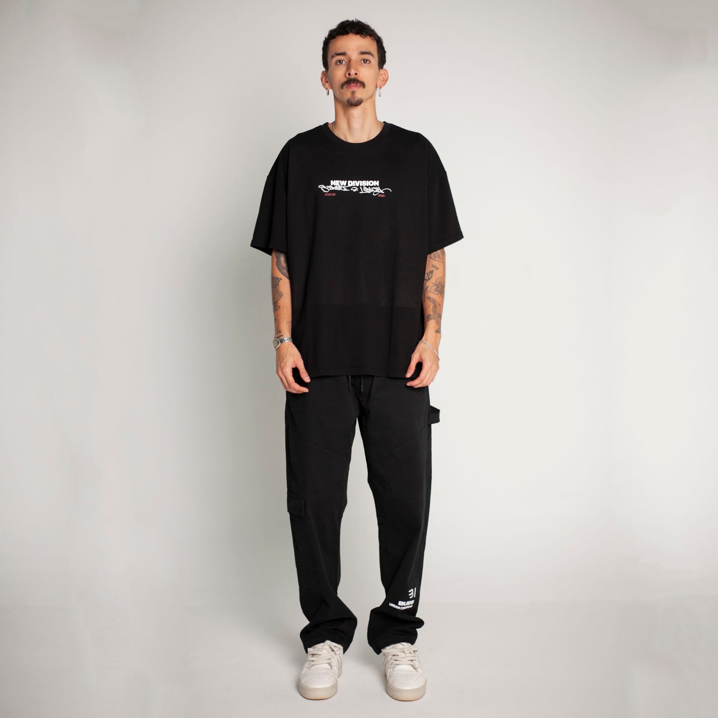 Camiseta Oversize Hombre Negra Alto Gramaje 250G