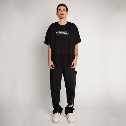 Camiseta Oversize Hombre Negra Alto Gramaje 250G