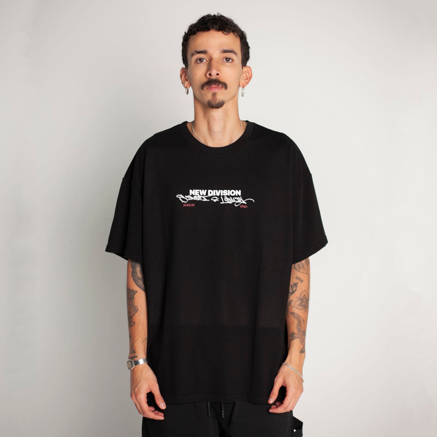 Camiseta Oversize Hombre Negra Alto Gramaje 250G
