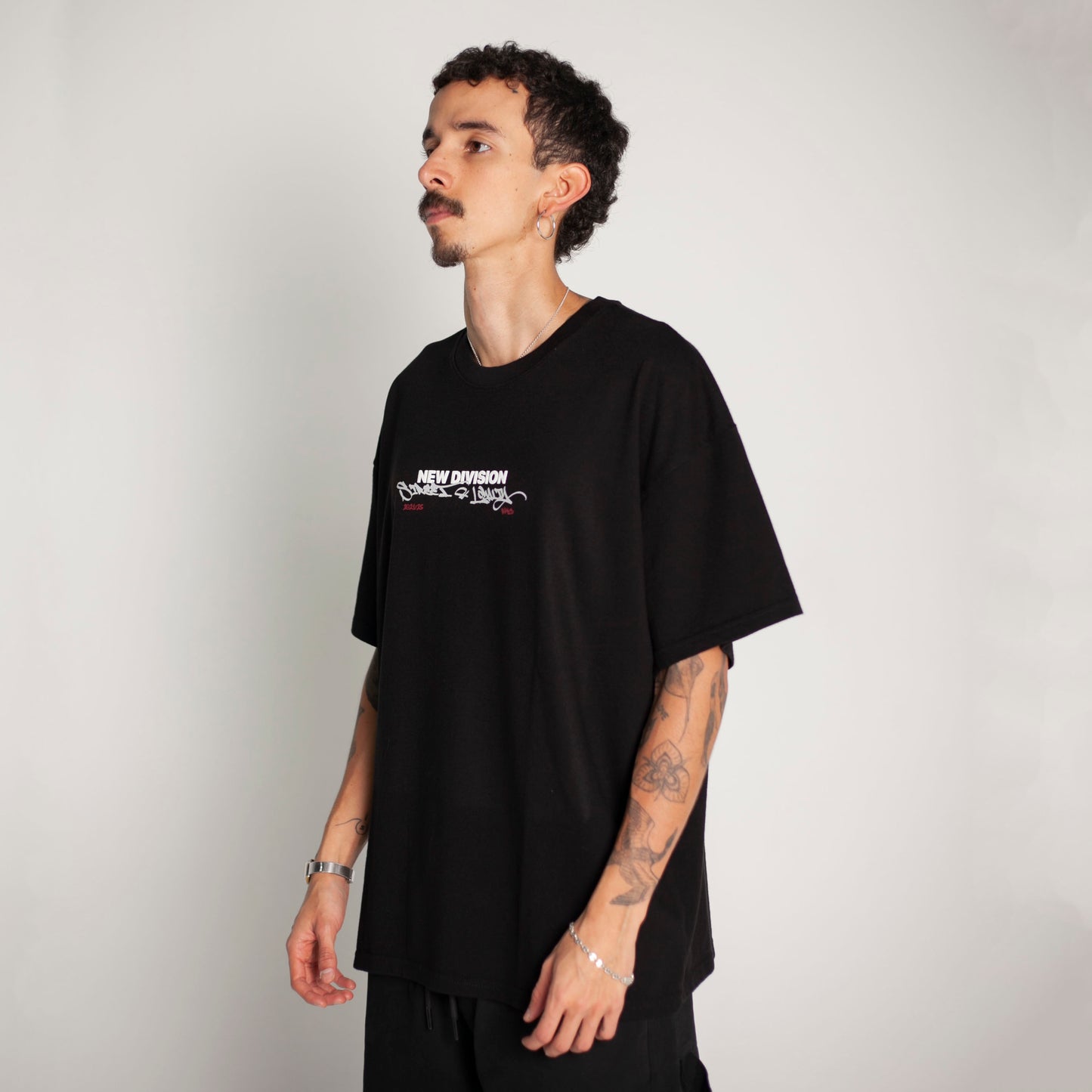 Camiseta Oversize Hombre Negra Alto Gramaje 250G