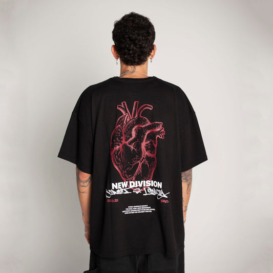 Camiseta Oversize Hombre Negra Alto Gramaje 250G