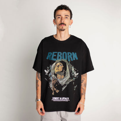 Camiseta Oversize Hombre Negro Alto Gramaje 250G