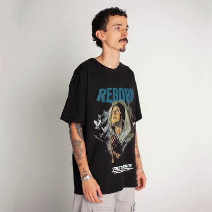Camiseta Oversize Hombre Negro Alto Gramaje 250G