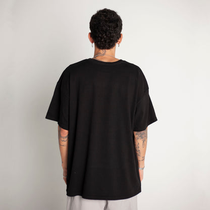 Camiseta Oversize Hombre Negro Alto Gramaje 250G