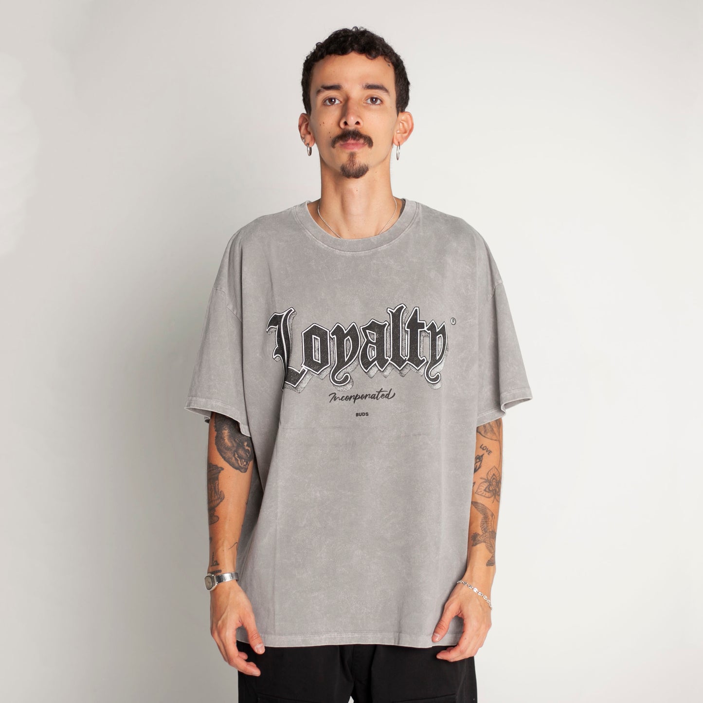 Camiseta Oversize Hombre Gris Toalla Alto Gramaje 250G
