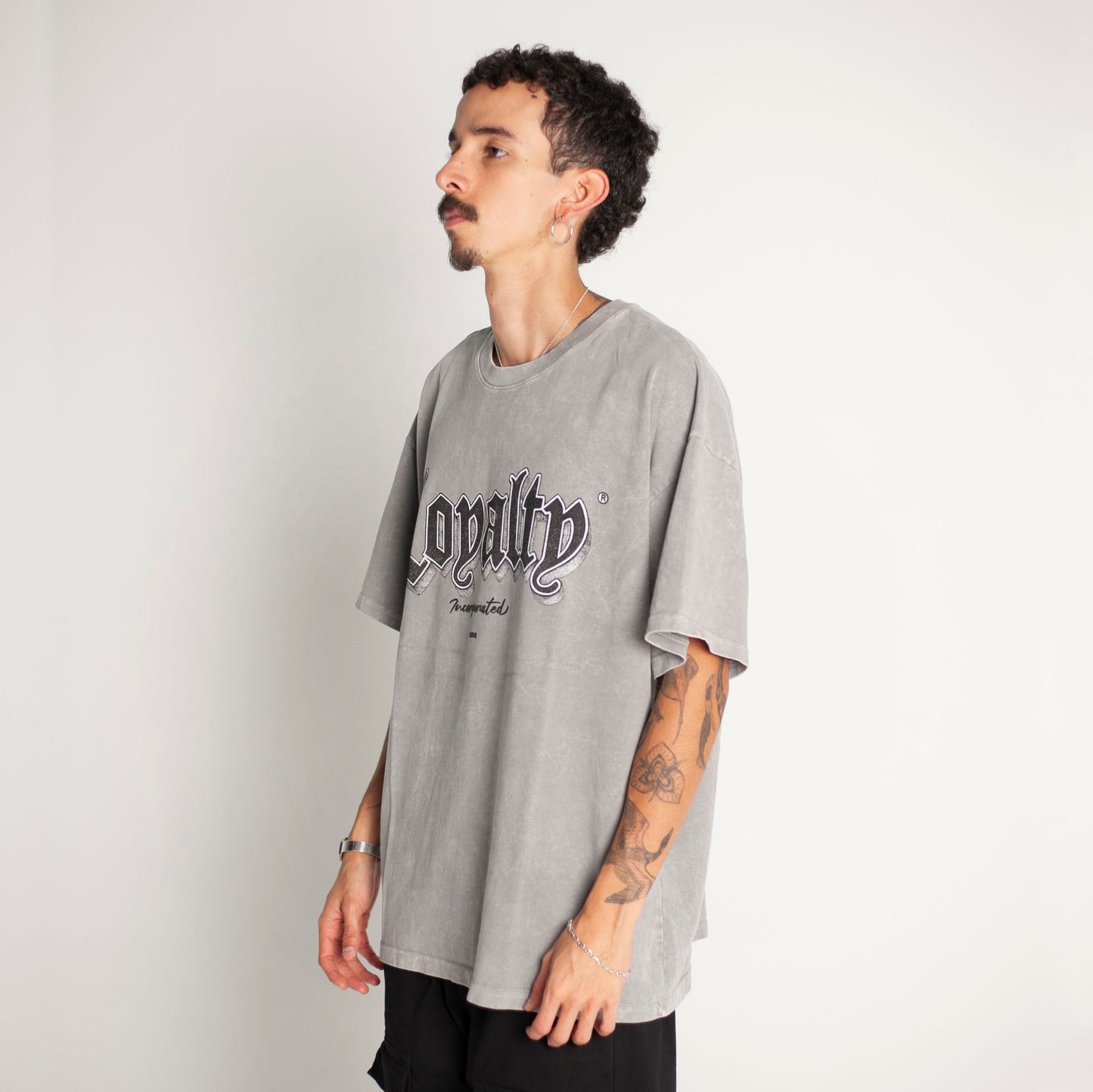 Camiseta Oversize Hombre Gris Toalla Alto Gramaje 250G