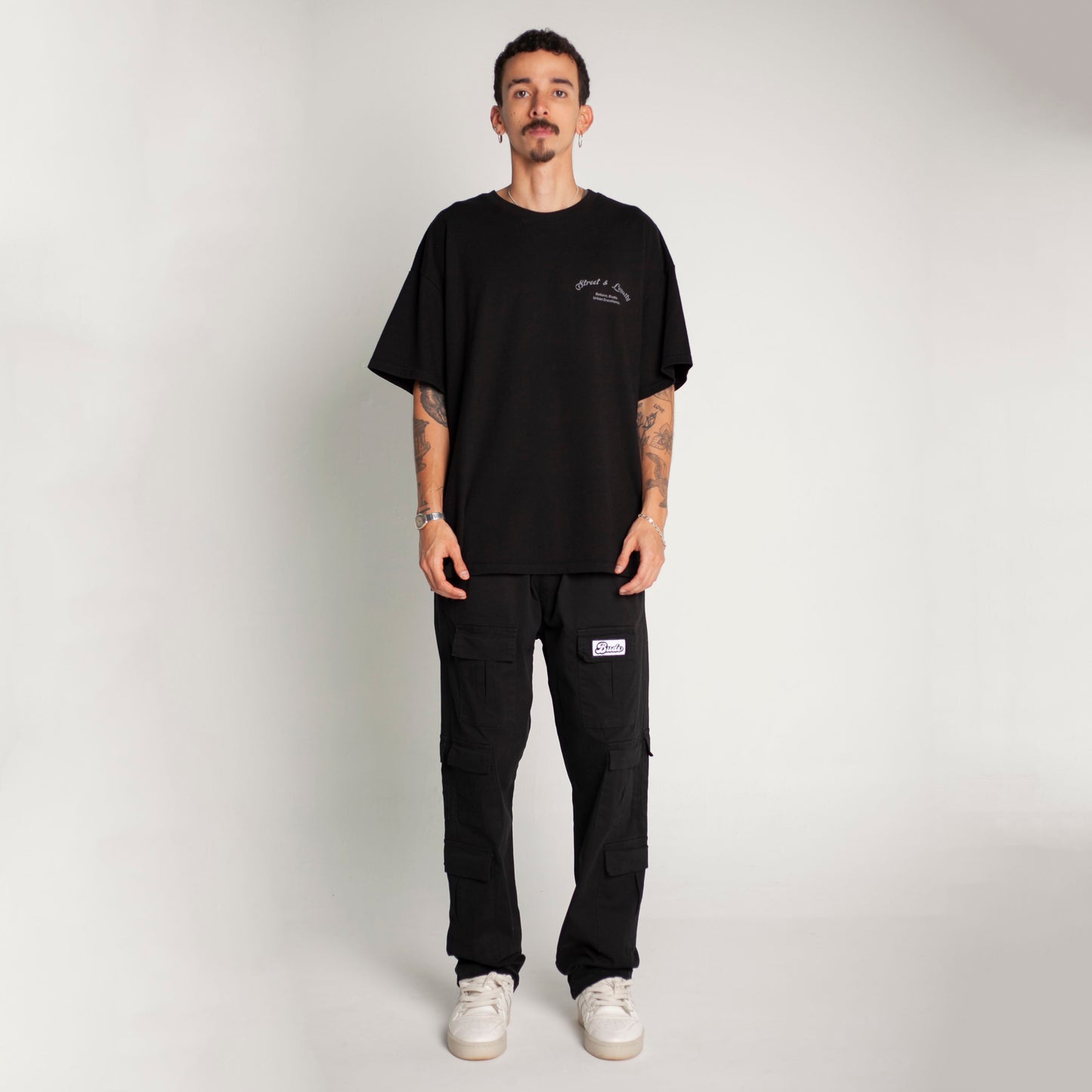 Camiseta Oversize Hombre Negro Alto Gramaje 250G