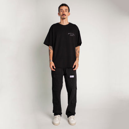 Camiseta Oversize Hombre Negro Alto Gramaje 250G
