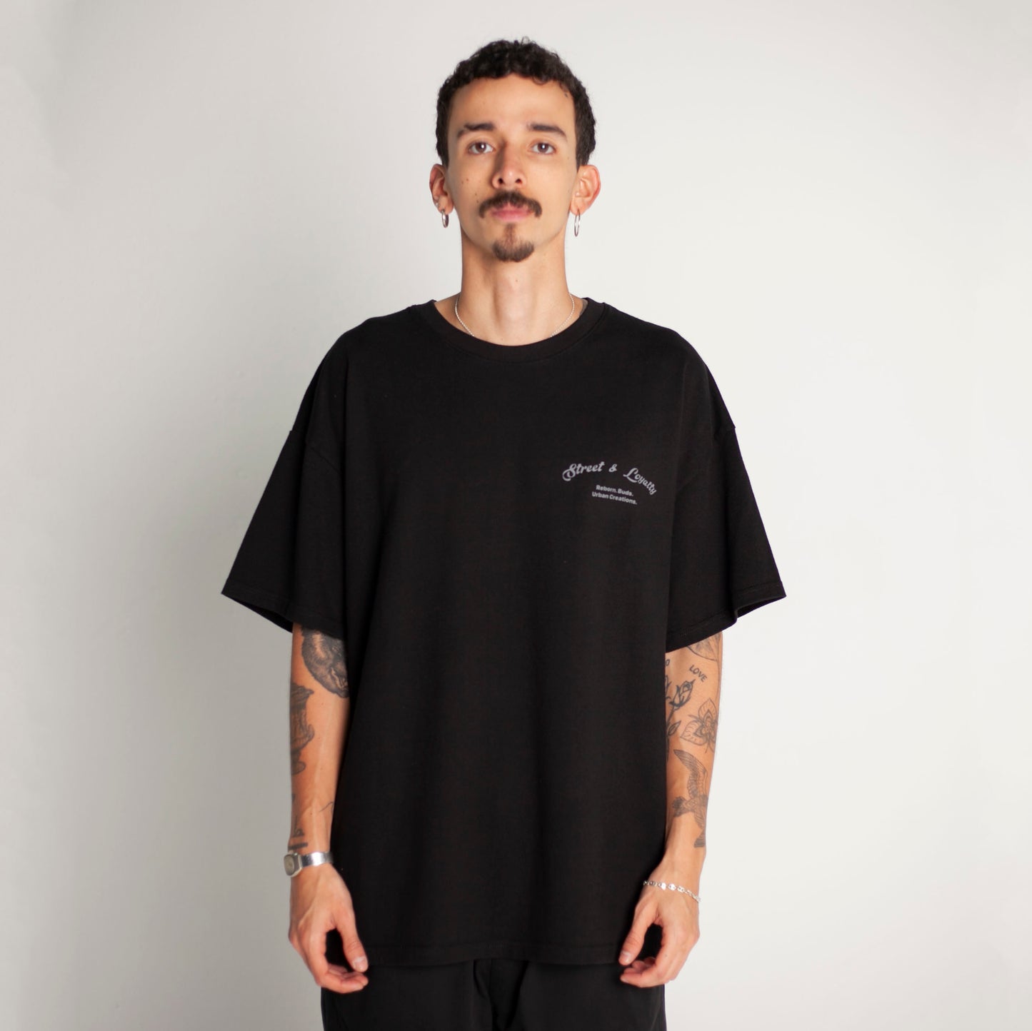 Camiseta Oversize Hombre Negro Alto Gramaje 250G