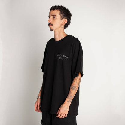 Camiseta Oversize Hombre Negro Alto Gramaje 250G
