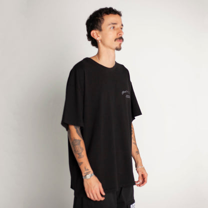 Camiseta Oversize Hombre Negro Alto Gramaje 250G