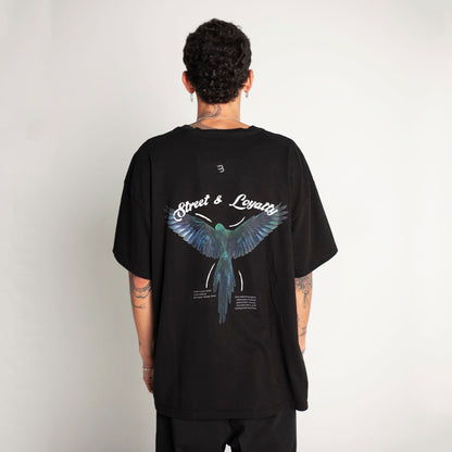 Camiseta Oversize Hombre Negro Alto Gramaje 250G