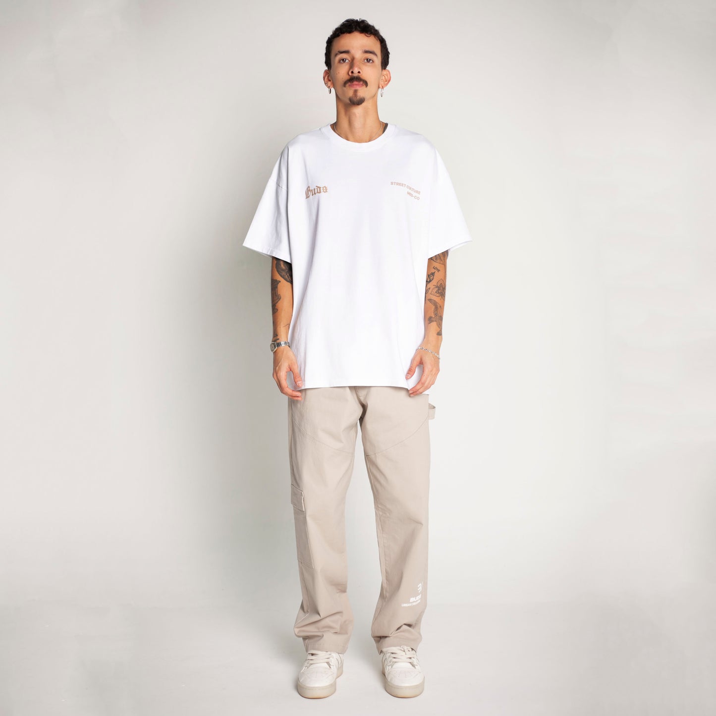 Camiseta Oversize Hombre Blanca Alto Gramaje 250G