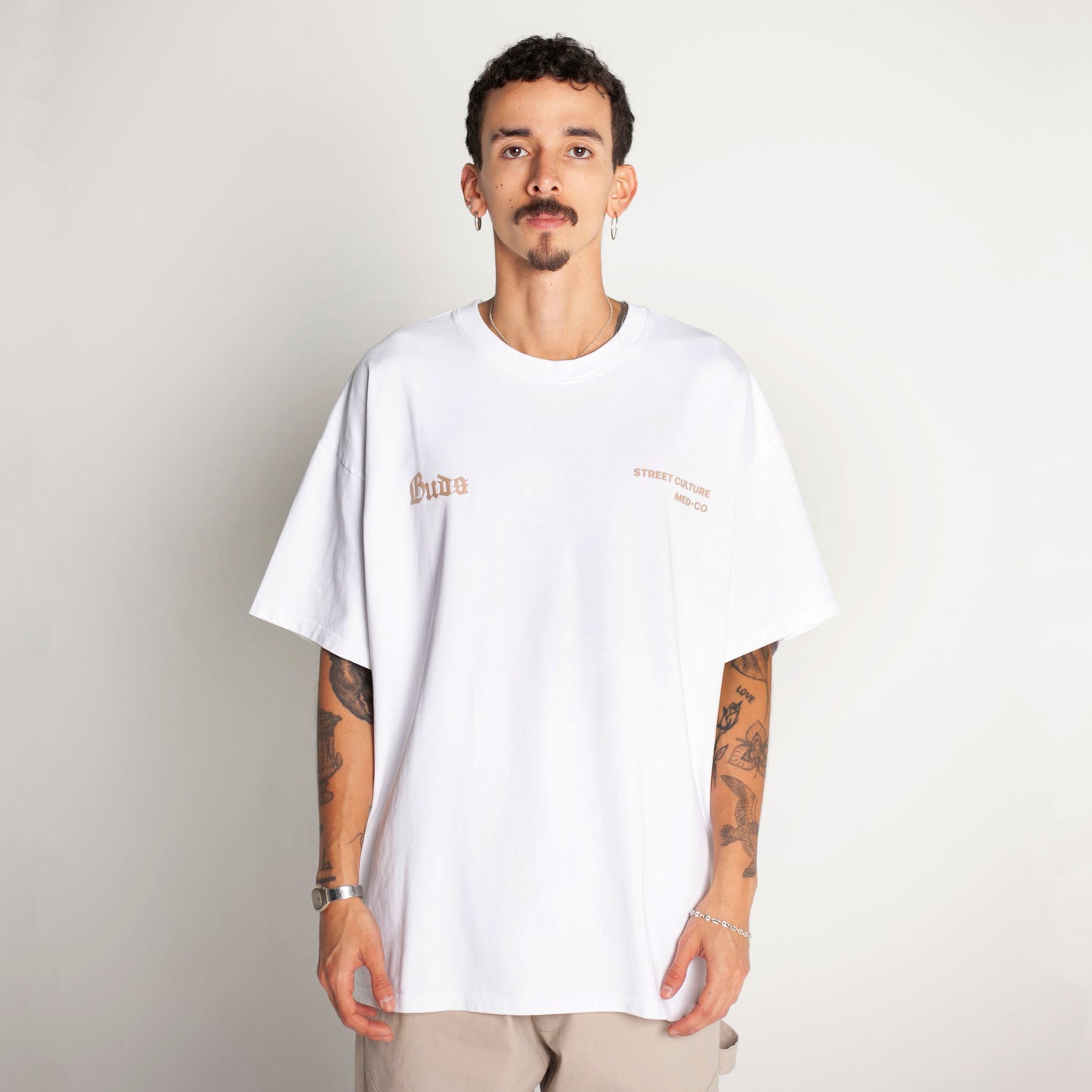 Camiseta Oversize Hombre Blanca Alto Gramaje 250G