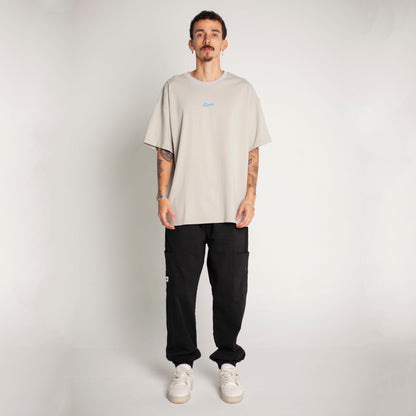 Camiseta Oversize Hombre Gris Alto Gramaje 250G