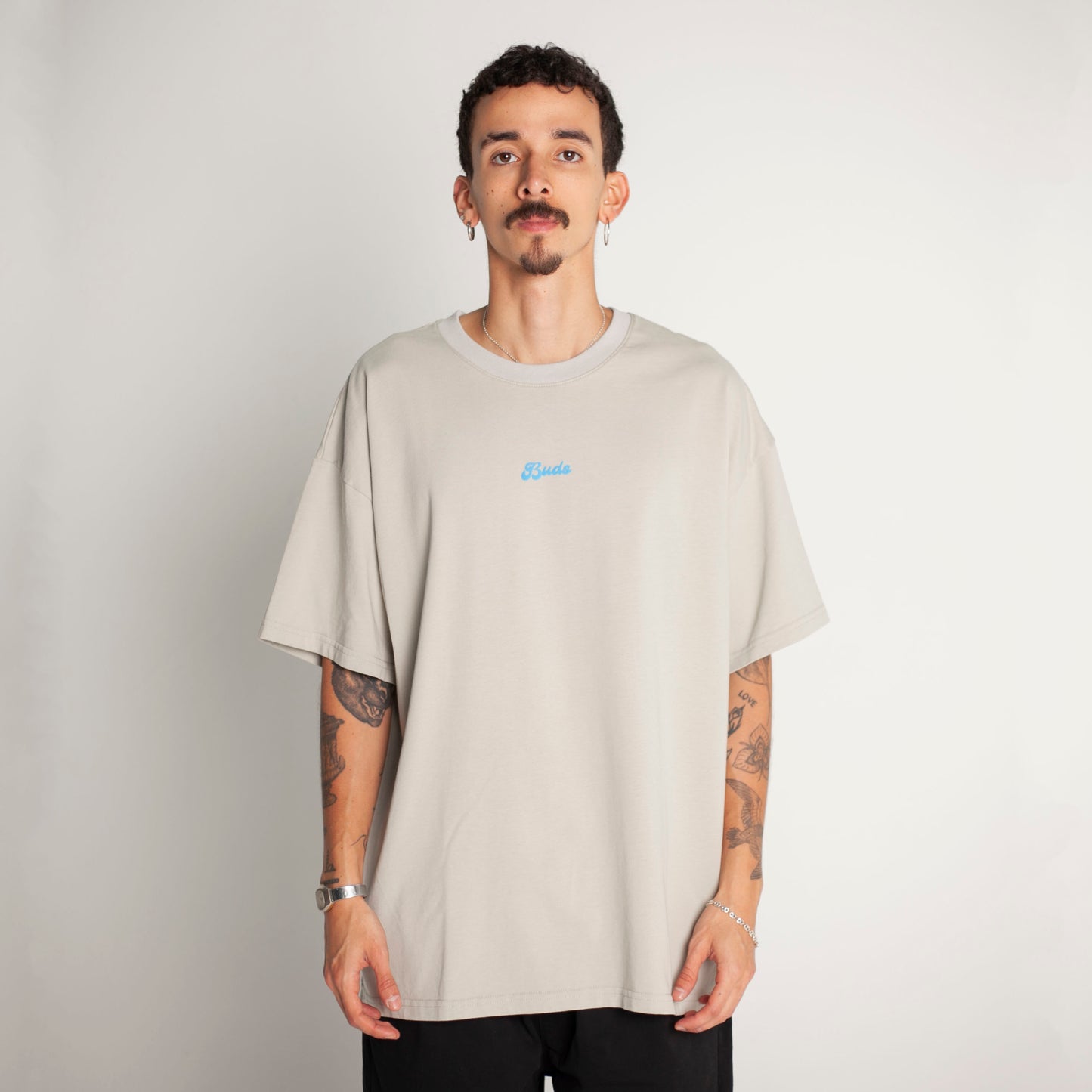 Camiseta Oversize Hombre Gris Alto Gramaje 250G