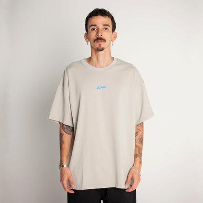 Camiseta Oversize Hombre Gris Alto Gramaje 250G