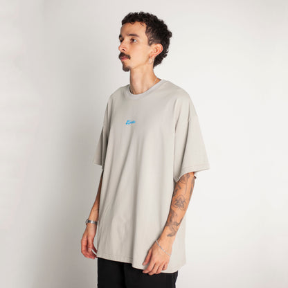 Camiseta Oversize Hombre Gris Alto Gramaje 250G