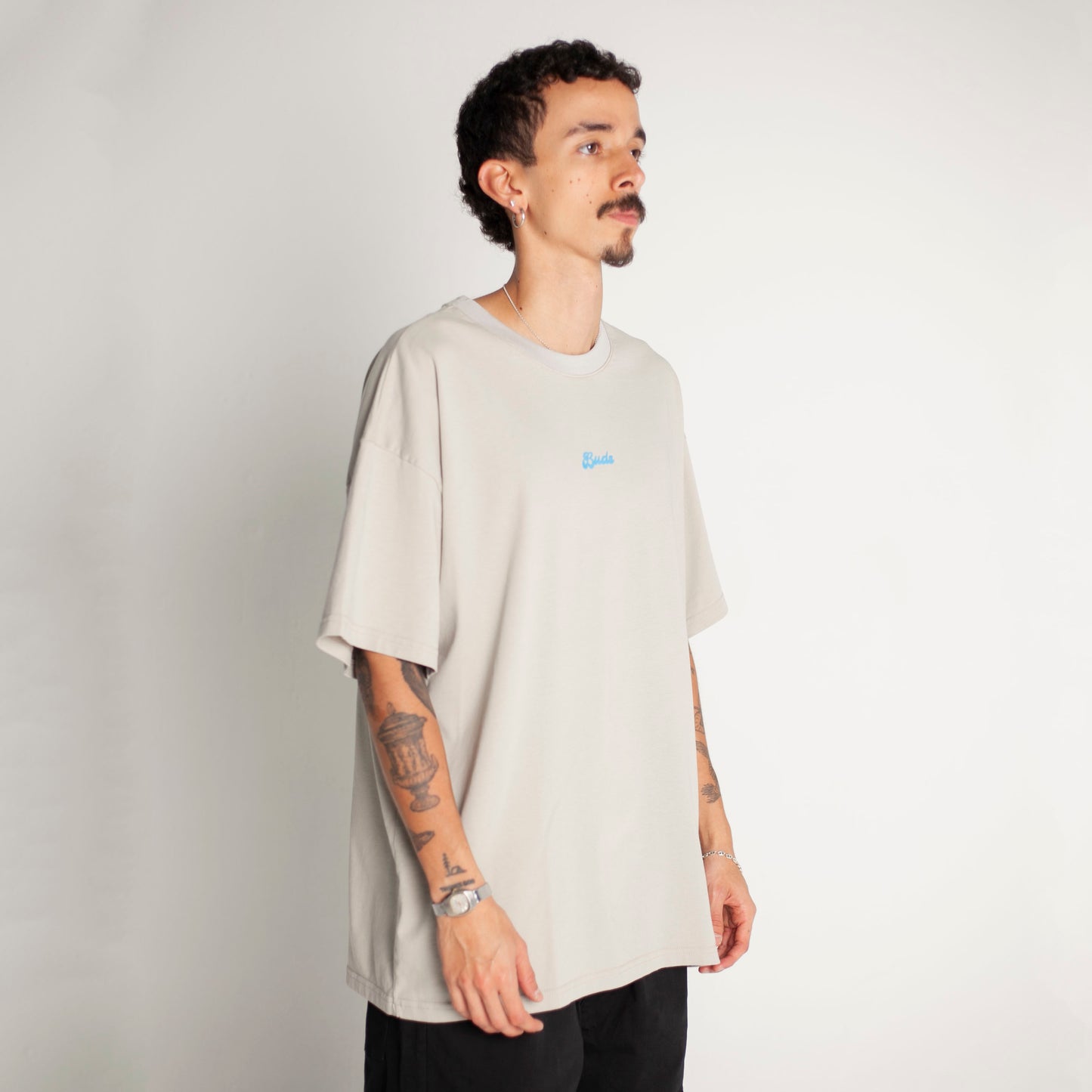 Camiseta Oversize Hombre Gris Alto Gramaje 250G