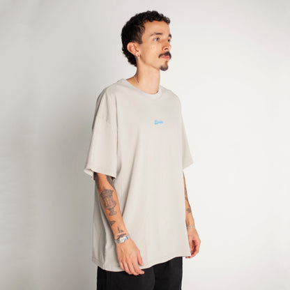 Camiseta Oversize Hombre Gris Alto Gramaje 250G
