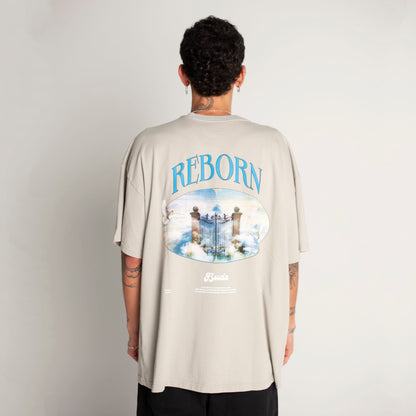 Camiseta Oversize Hombre Gris Alto Gramaje 250G