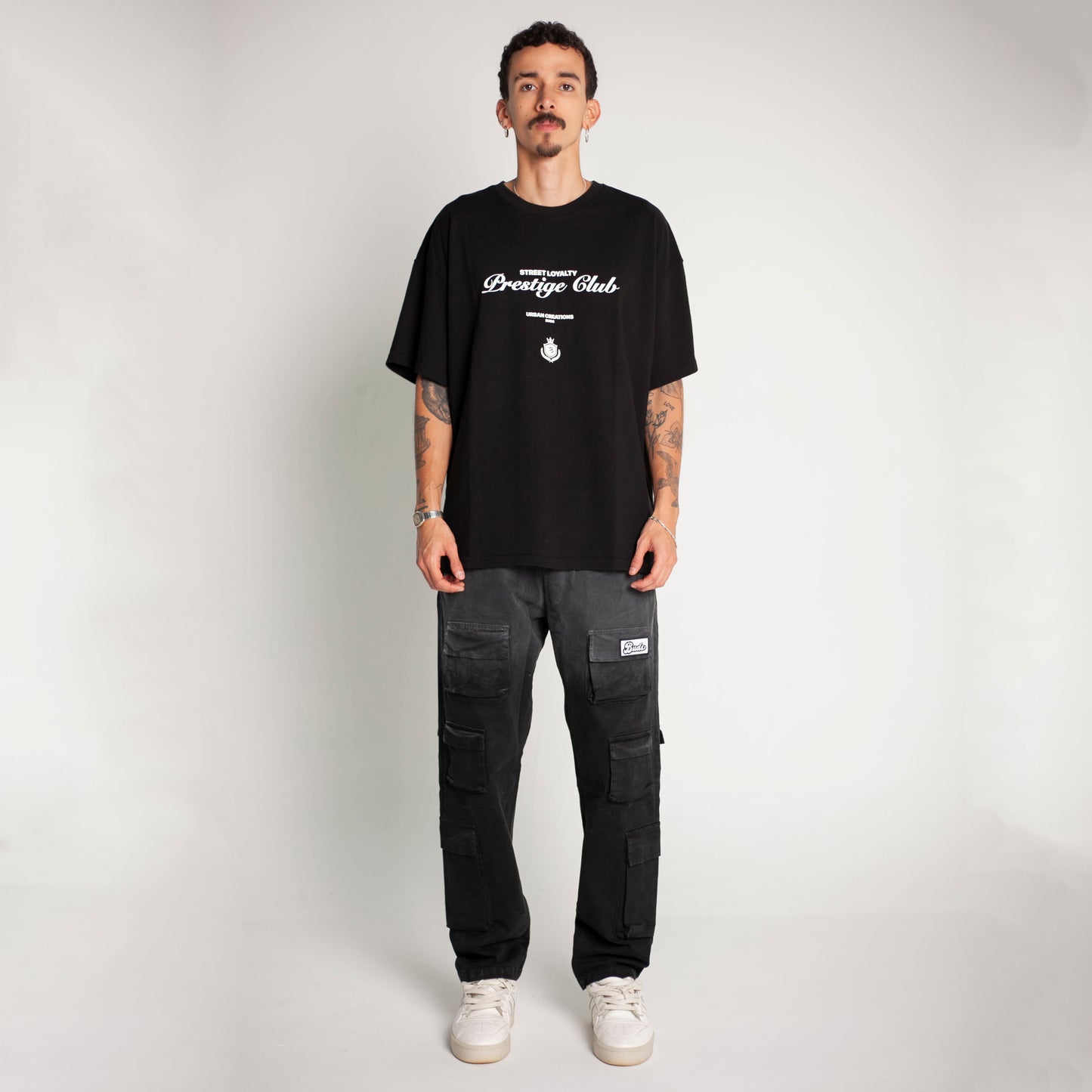 Camiseta Oversize Hombre Negra Alto Gramaje 250G