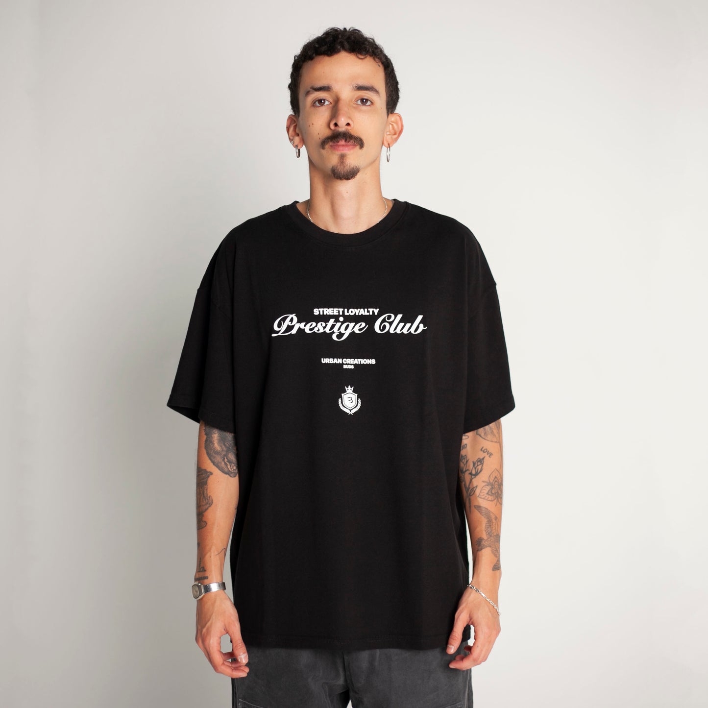 Camiseta Oversize Hombre Negra Alto Gramaje 250G