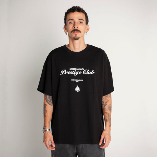 Camiseta Oversize Hombre Negra Alto Gramaje 250G