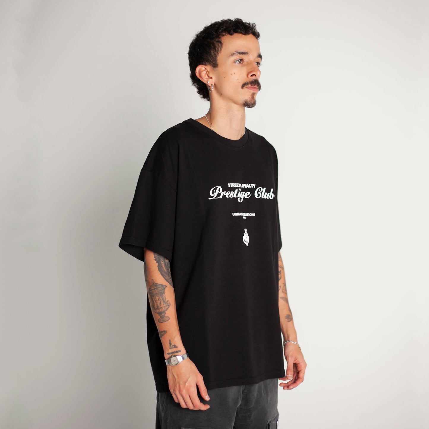 Camiseta Oversize Hombre Negra Alto Gramaje 250G