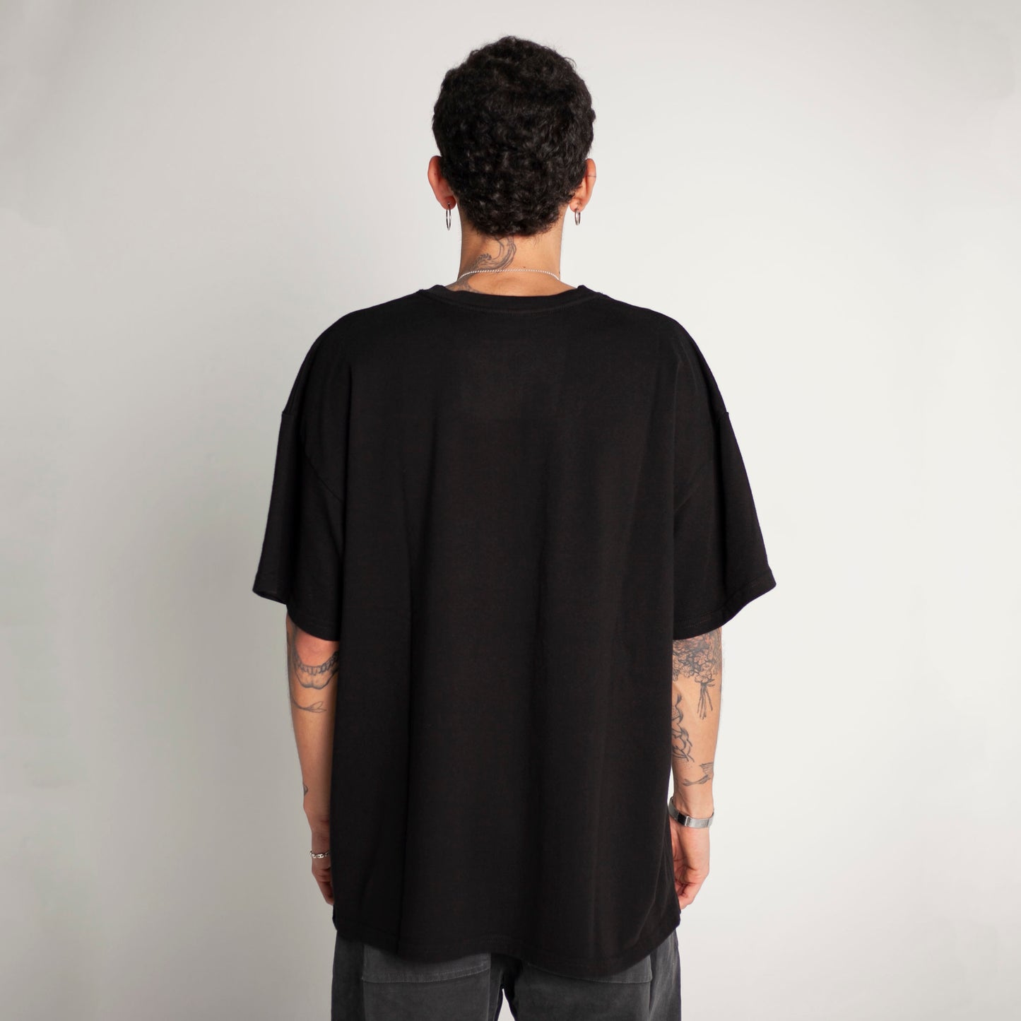 Camiseta Oversize Hombre Negra Alto Gramaje 250G