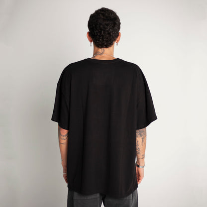 Camiseta Oversize Hombre Negra Alto Gramaje 250G
