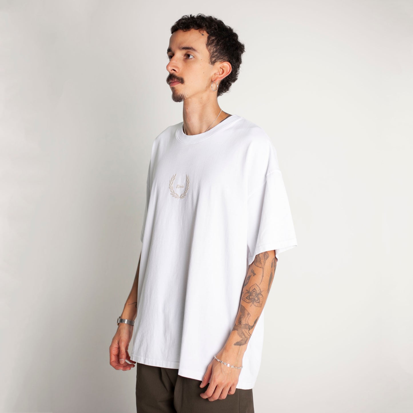 Camiseta Oversize Hombre Blanca Alto Gramaje 250G