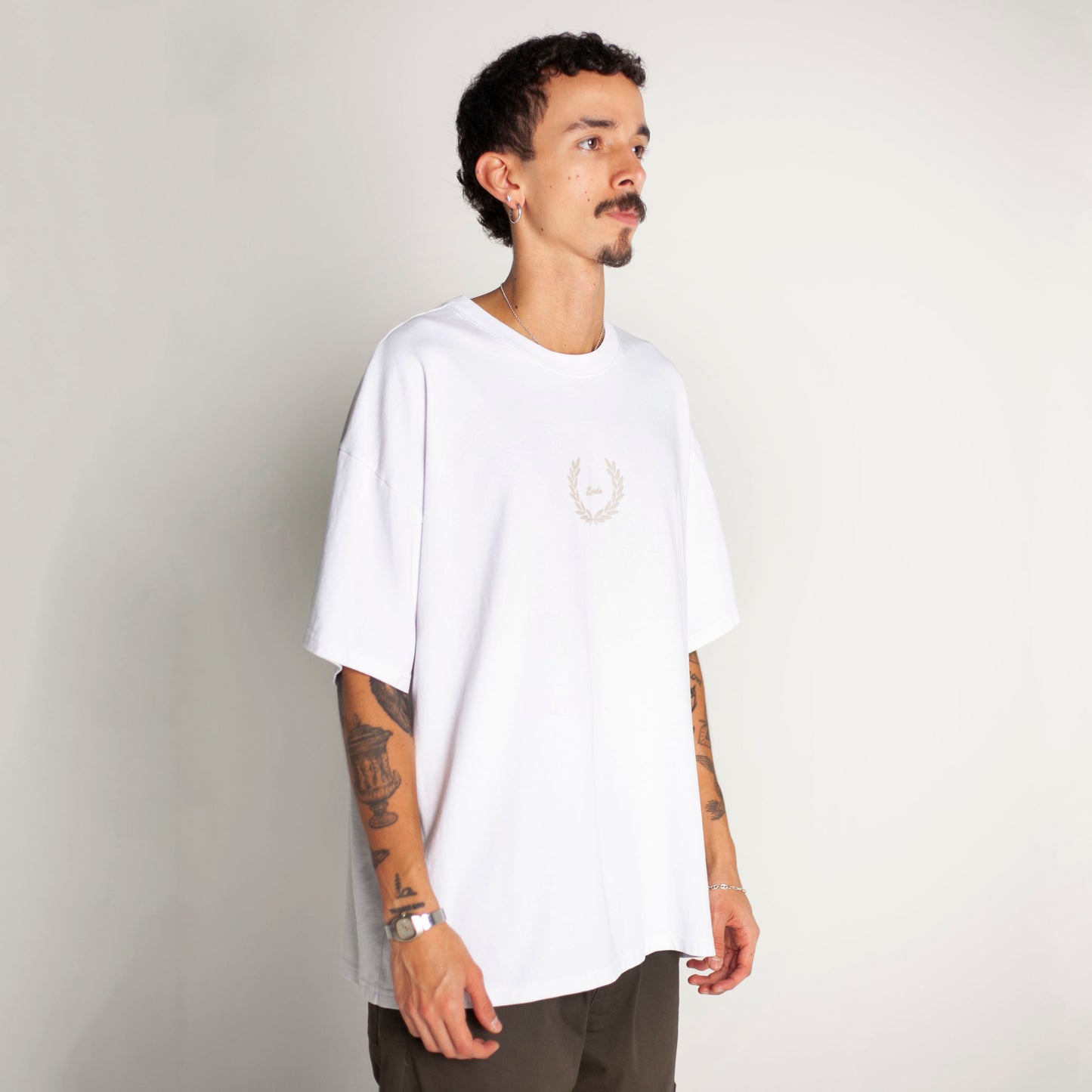 Camiseta Oversize Hombre Blanca Alto Gramaje 250G
