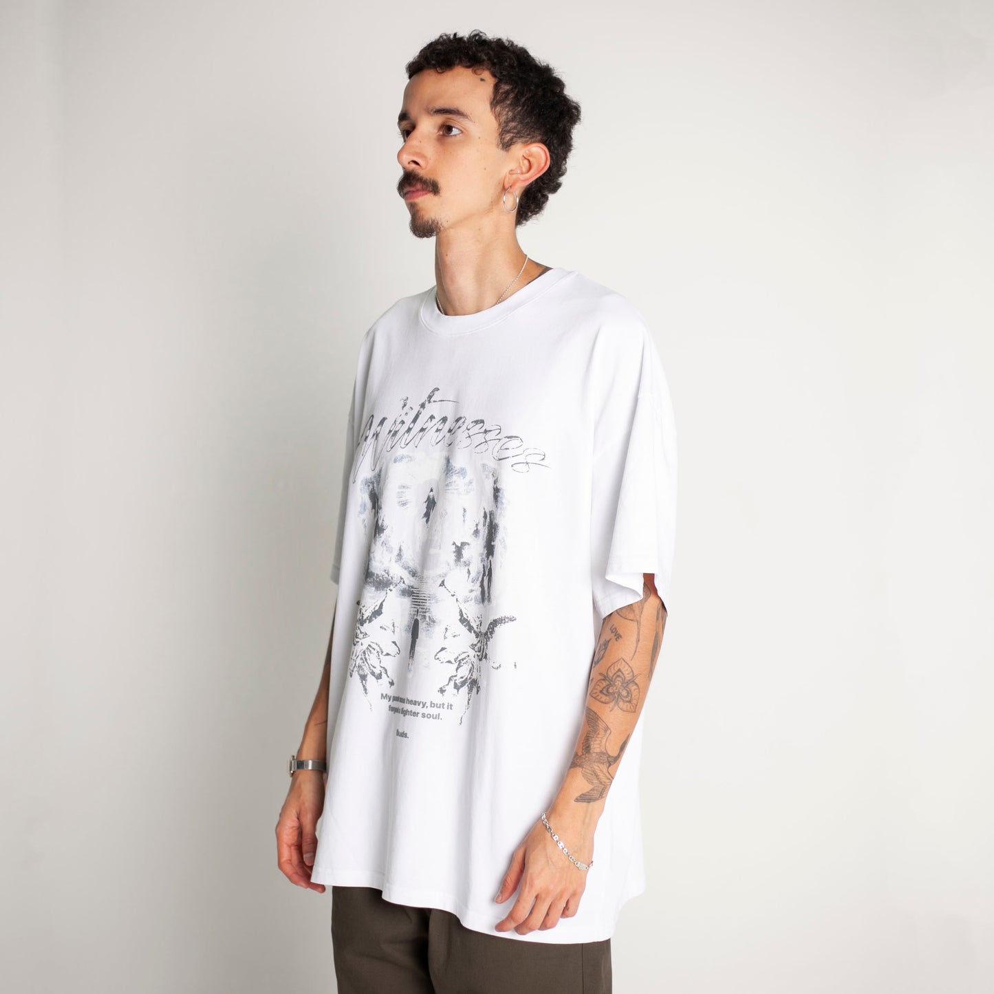 Camiseta Oversize Hombre Blanca Alto Gramaje 250G
