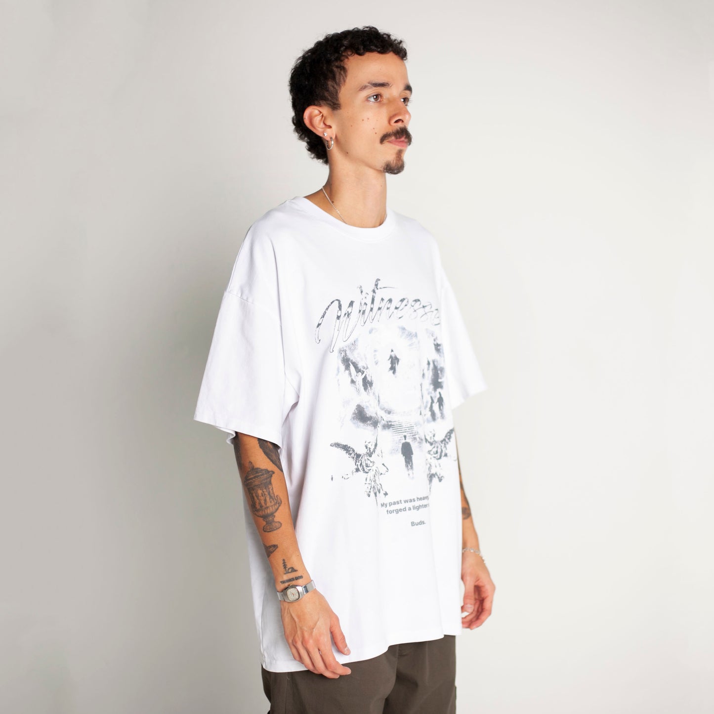 Camiseta Oversize Hombre Blanca Alto Gramaje 250G