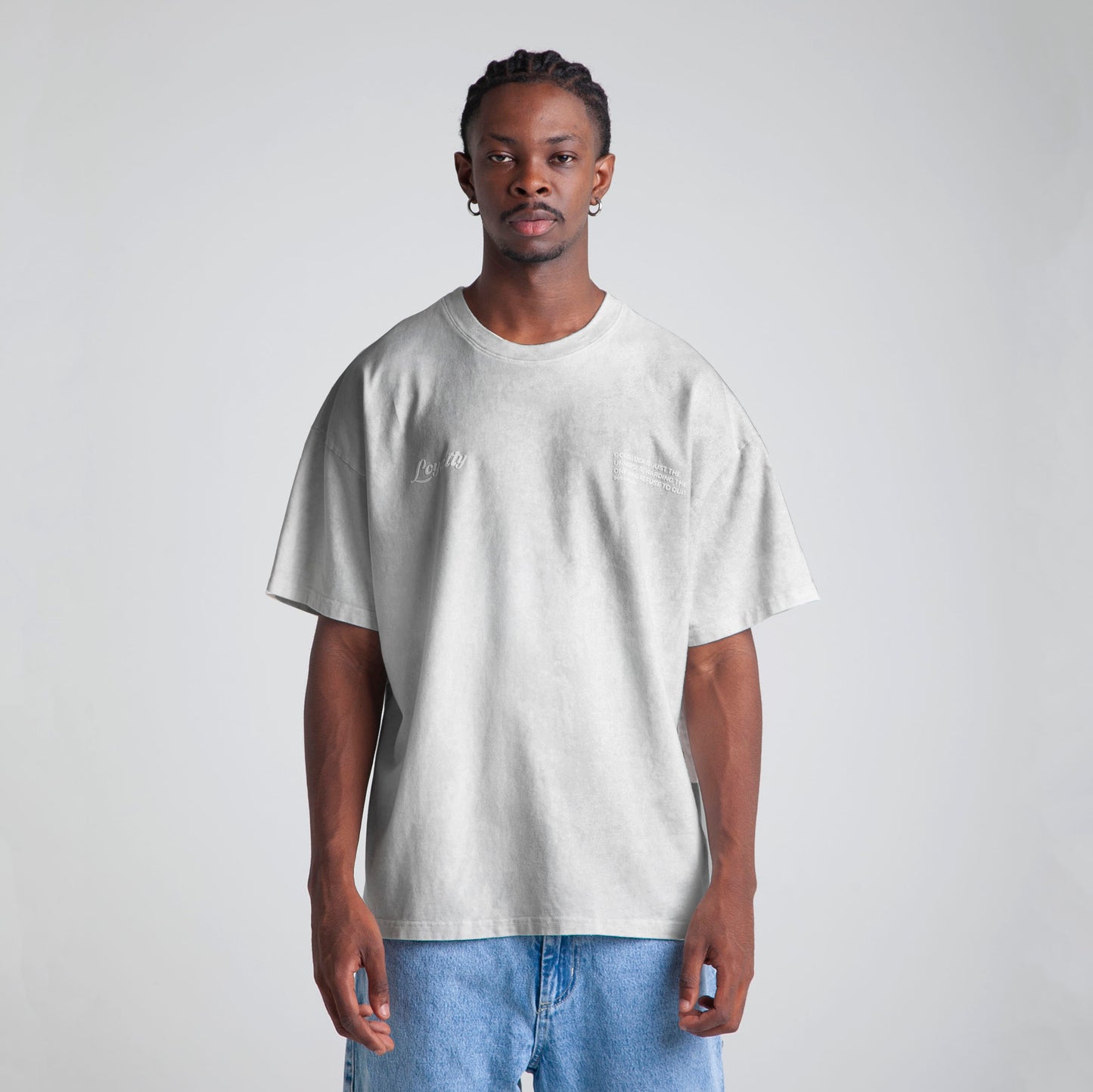 Camiseta Oversize Hombre Acid Wash Gris Alto Gramaje 250G