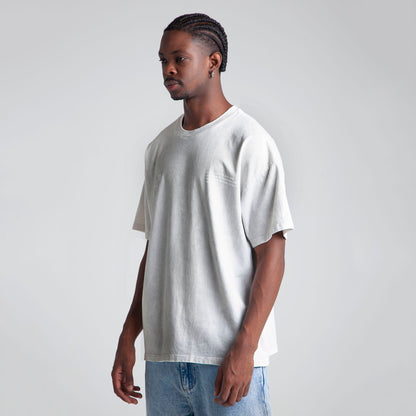 Camiseta Oversize Hombre Acid Wash Gris Alto Gramaje 250G