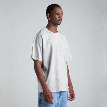 Camiseta Oversize Hombre Acid Wash Gris Alto Gramaje 250G