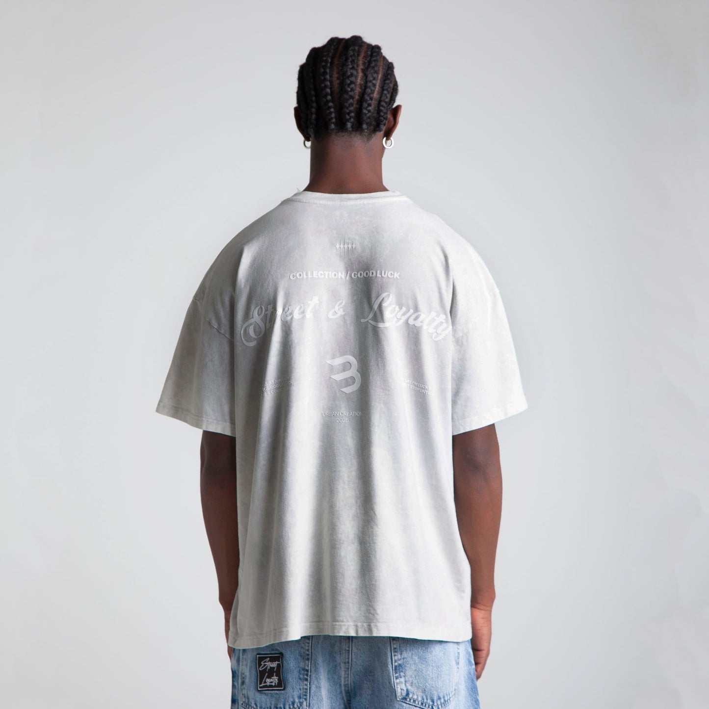 Camiseta Oversize Hombre Acid Wash Gris Alto Gramaje 250G