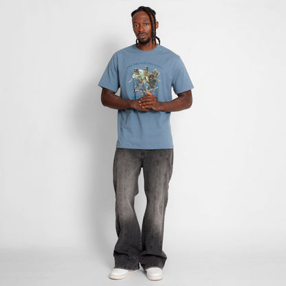 Camiseta Regular Hombre Azul Medio Buds
