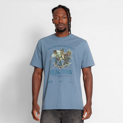 Camiseta Regular Hombre Azul Medio Buds