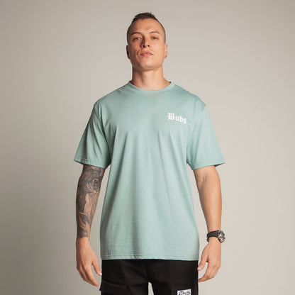 Camiseta Regular Hombre Azul Claro Buds