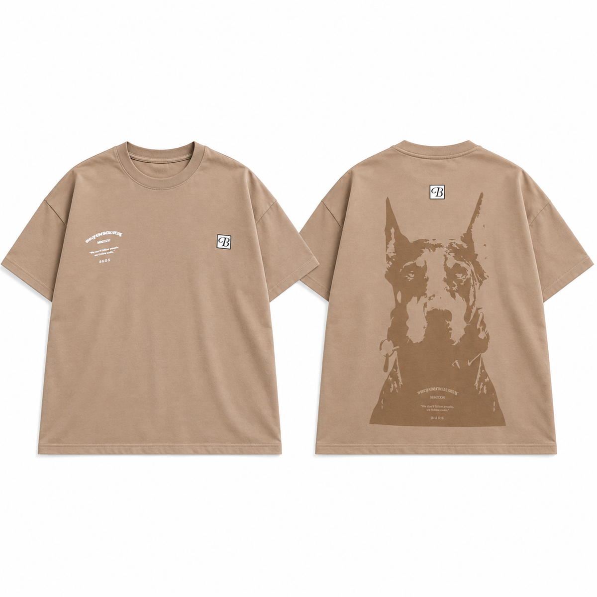 Camiseta Oversize Hombre Café Alto Gramaje 250G