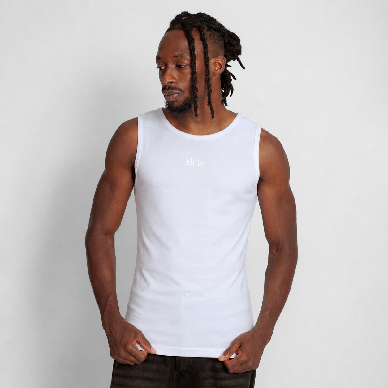 Tank Top Slim Rib Hombre Blanca Buds