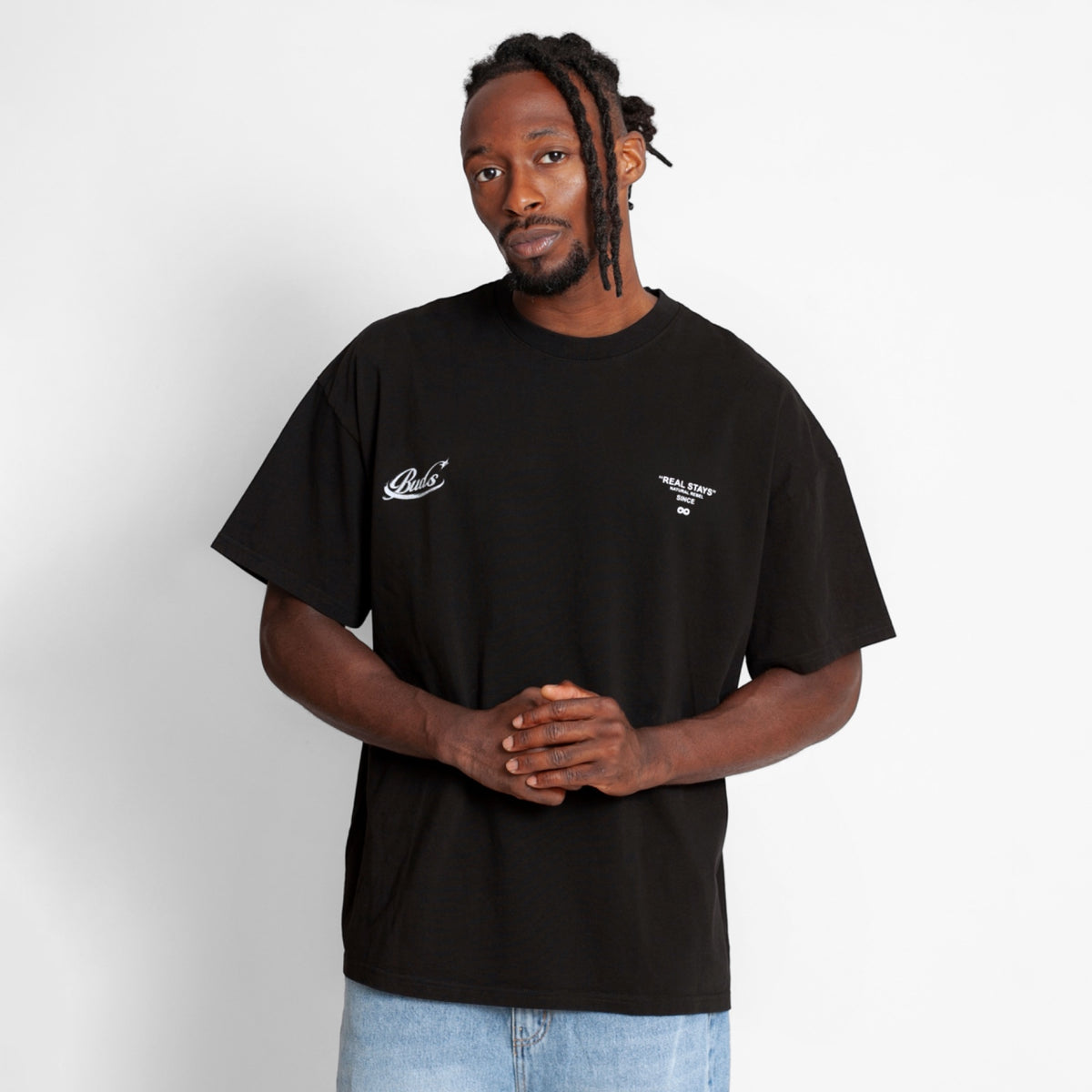 Camiseta Oversize Hombre Negra Alto Gramaje 250G