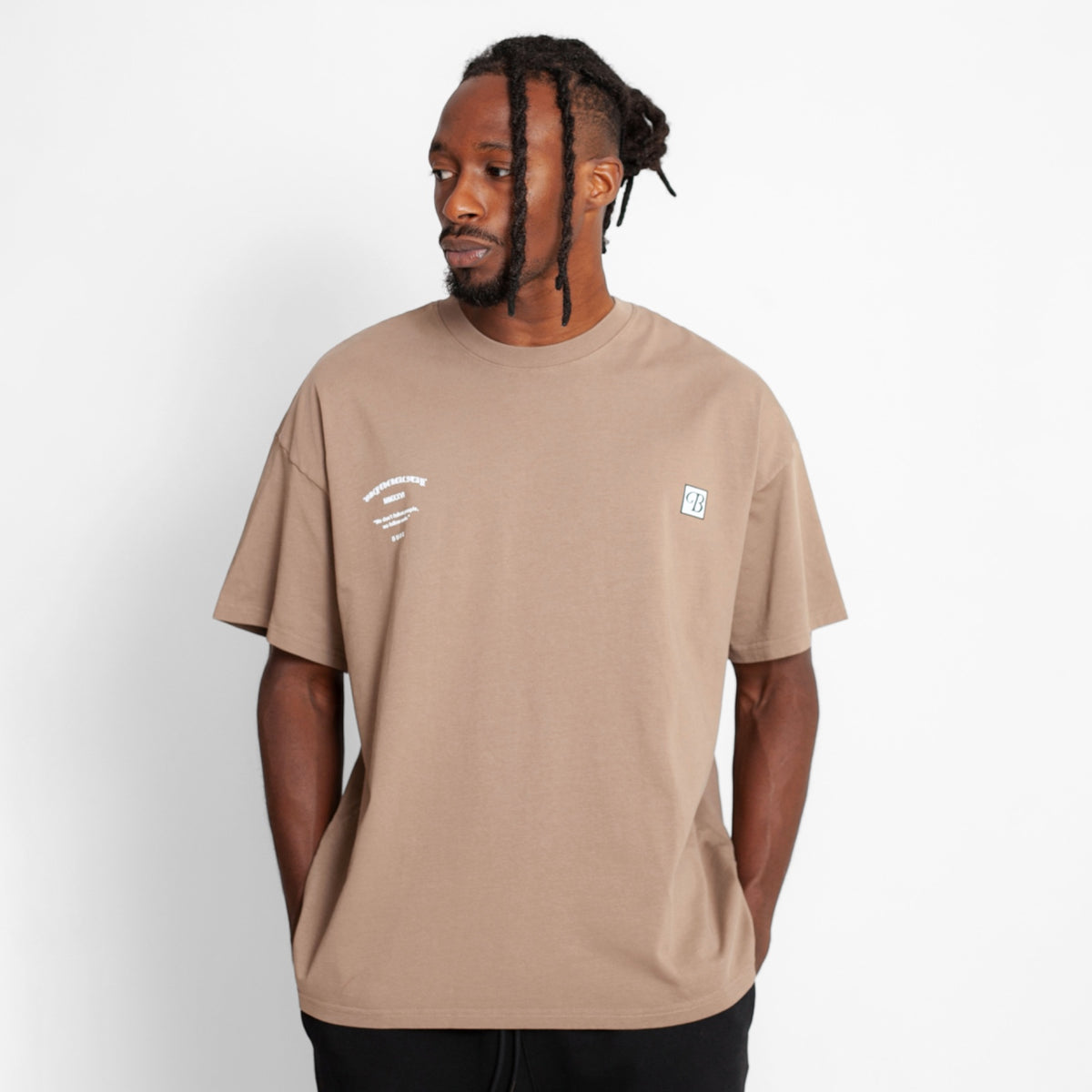 Camiseta Oversize Hombre Café Alto Gramaje 250G