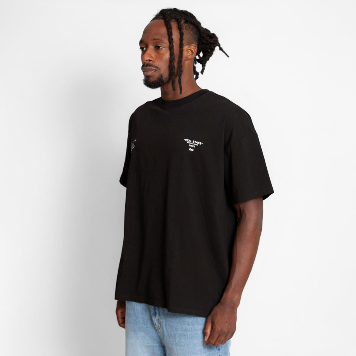 Camiseta Oversize Hombre Negra Alto Gramaje 250G