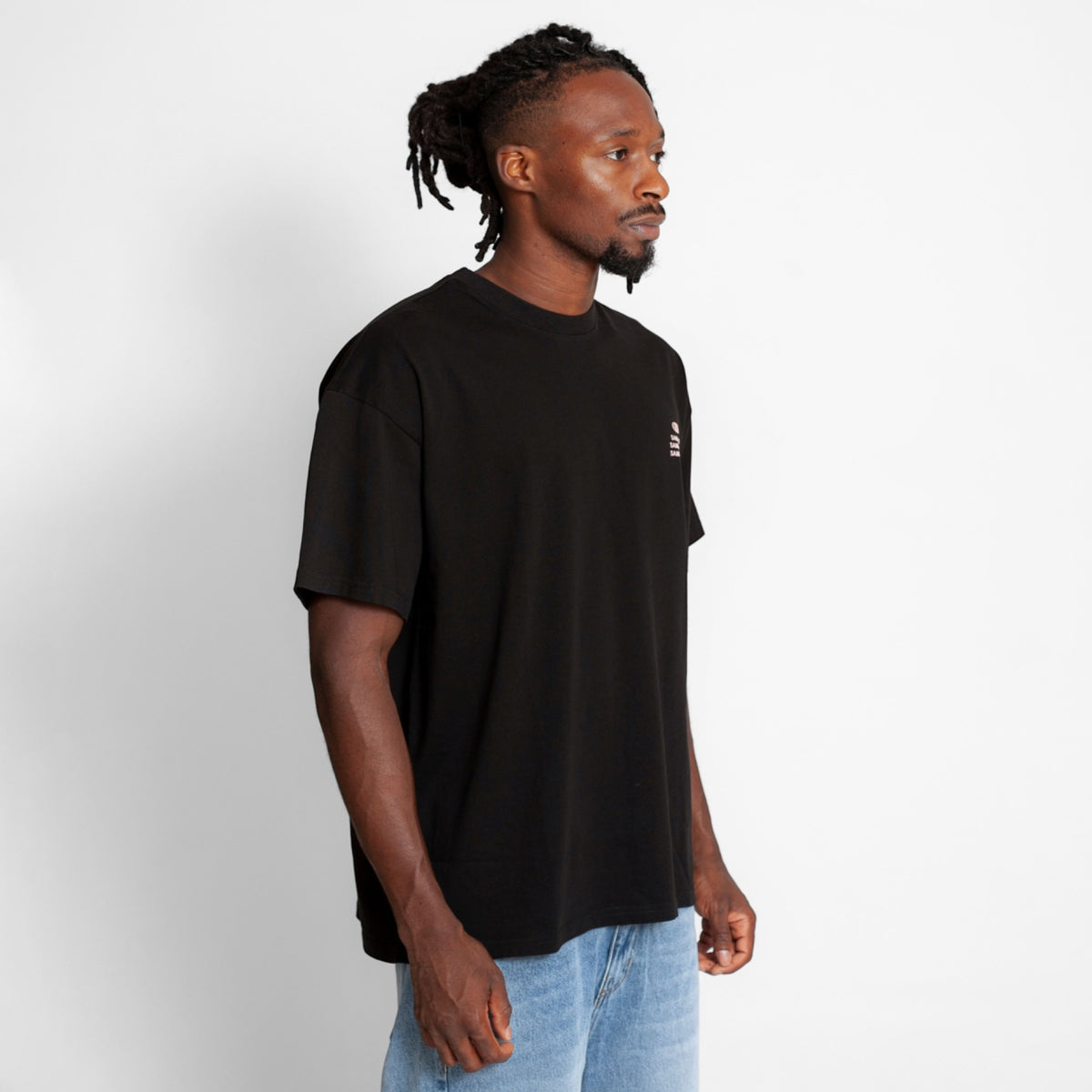 Camiseta Oversize Hombre Negra Alto Gramaje 250G