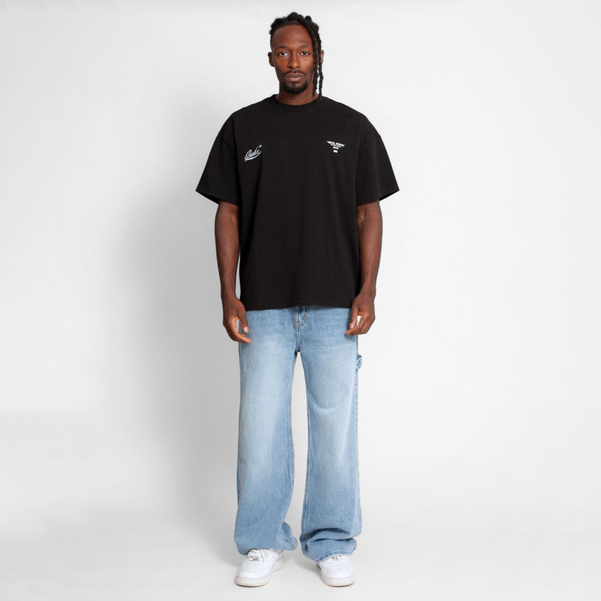 Camiseta Oversize Hombre Negra Alto Gramaje 250G