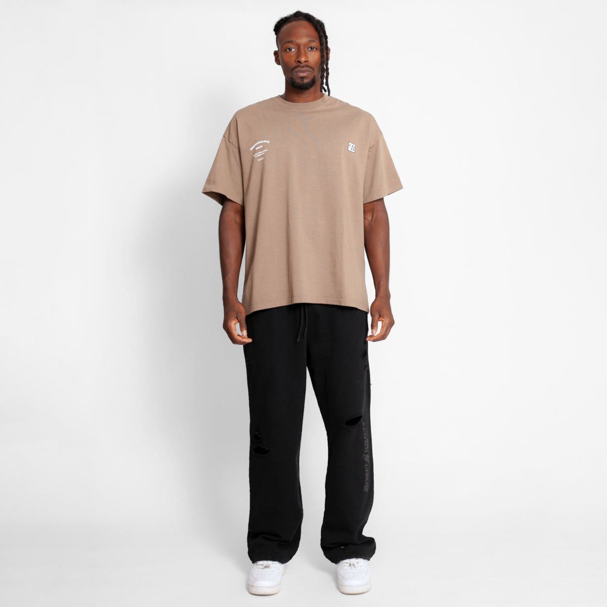 Camiseta Oversize Hombre Café Alto Gramaje 250G